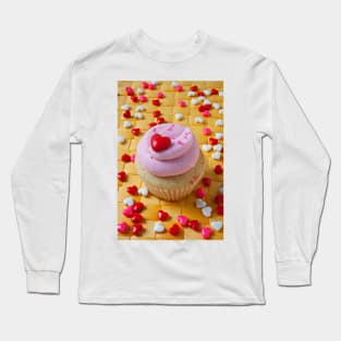 Pink cupcake with candy hearts Long Sleeve T-Shirt